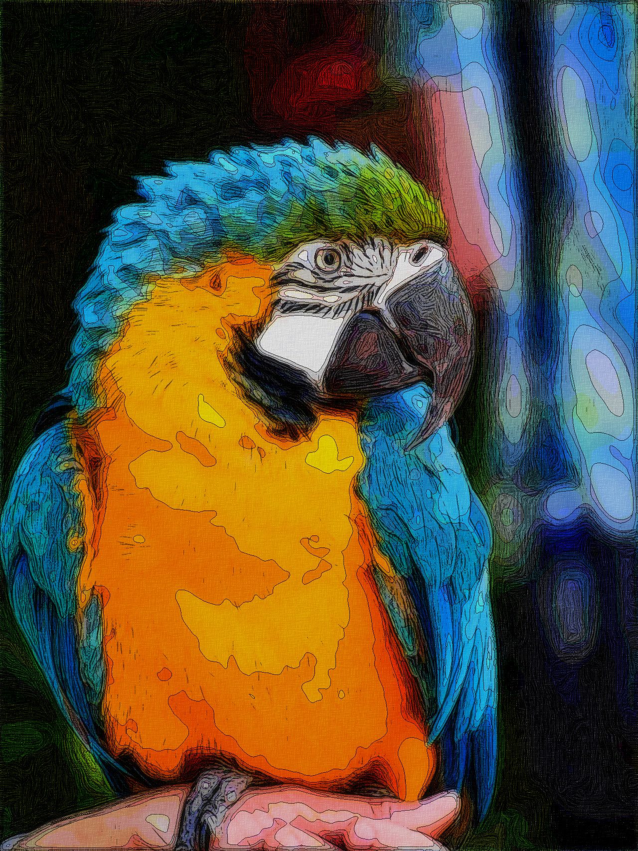 2020-02-03 12-45-41pretty_macaw_by_pegasusimages_ddpnryz-fullview posterized, bordered, engraved using 9 colours and option=Edges.jpg
