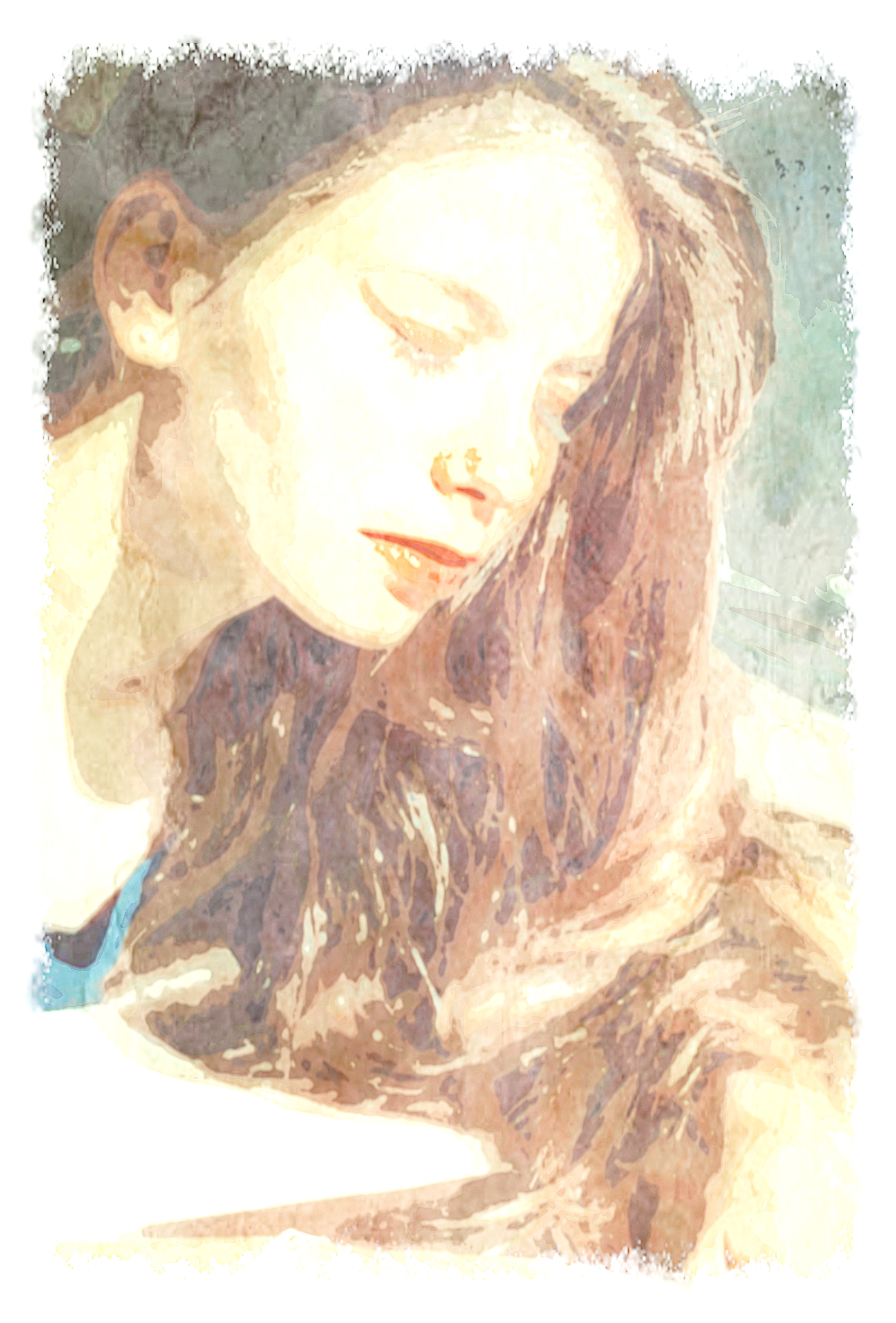 2020-03-22 10-36-33 close-up-photo-of-woman-in-blue-shirt-lying-in-bed-with-her-3770360 as a digital aquarel, using18 colours, source portrait, look delicate plus.jpg