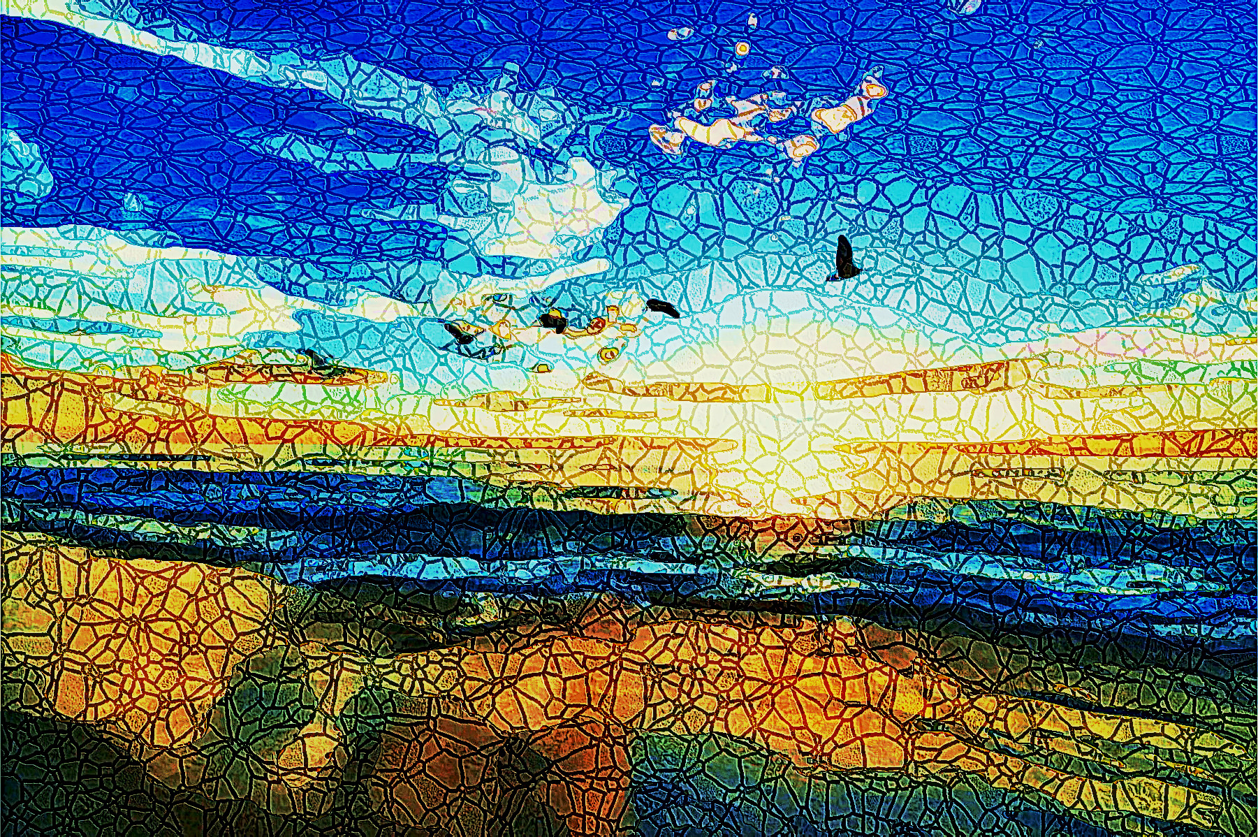 2022-06-06 13-02-10 beach-gff223db07_1920, as a free mosaic (2022), patterns set=FFBrokenMosaicD, 8 colours, texture hard.jpeg