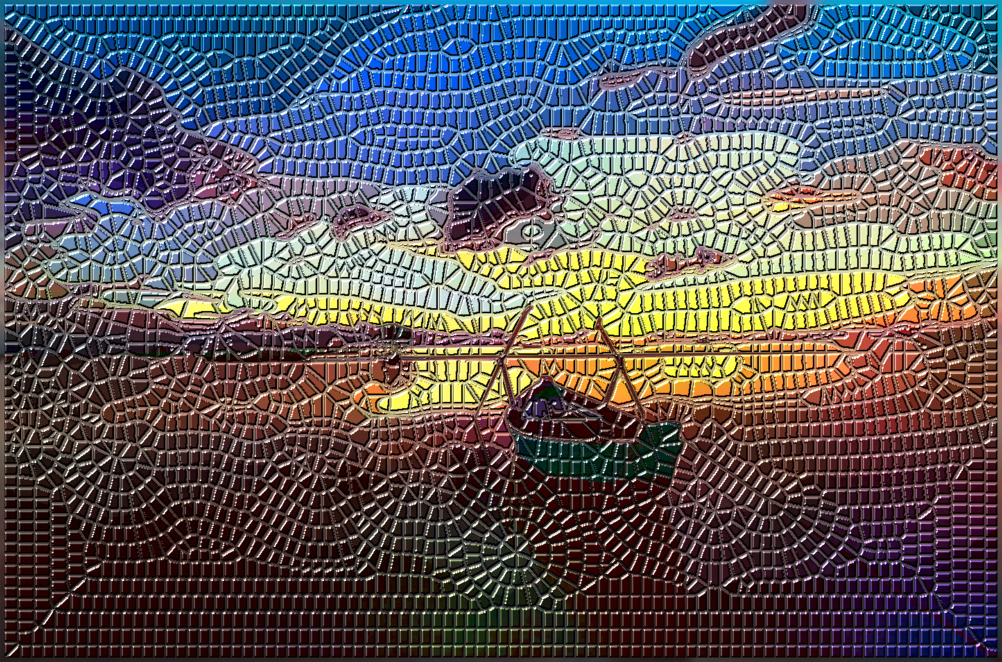 2023-09-15 05-57-30 sunrise-1014712_1920, as a Roman Mosaic  (parms=12,1,1,5,3,0,0,1) after equalize.jpeg