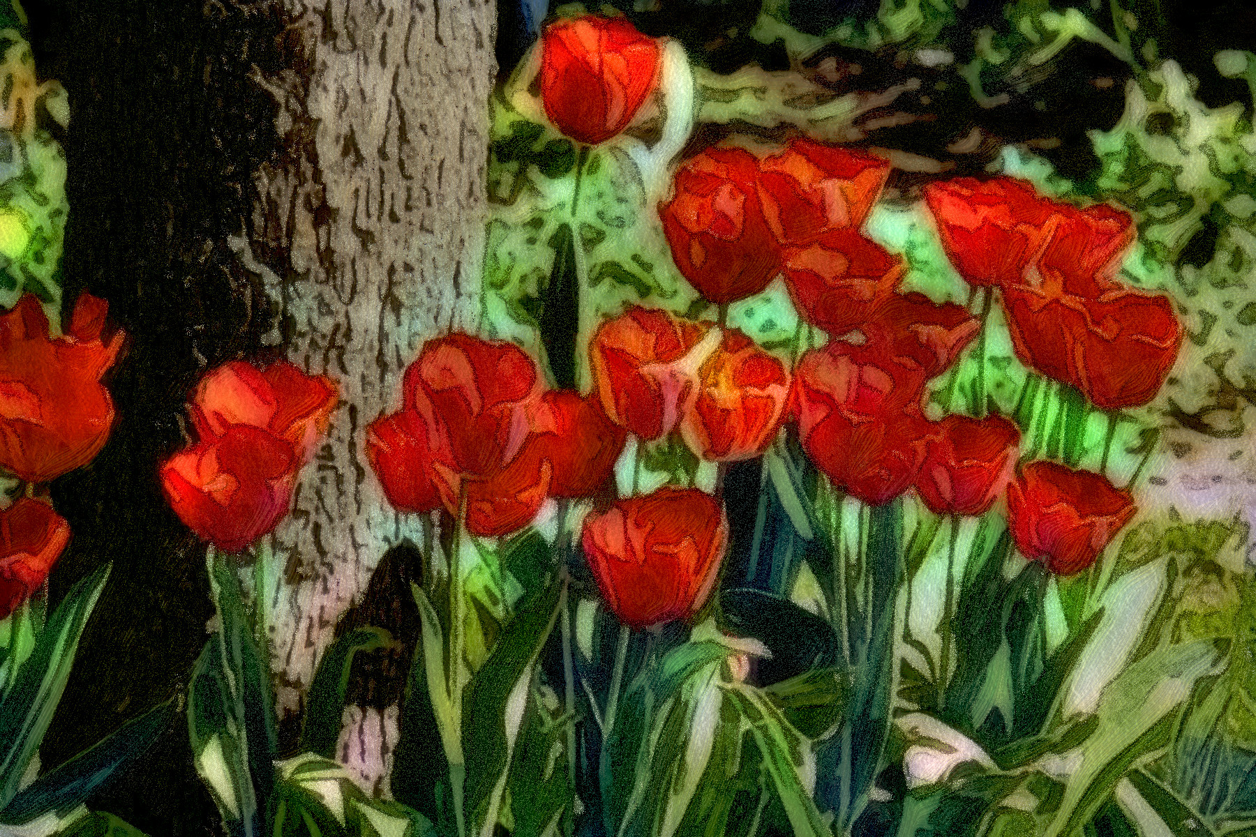 2023-11-03 07-21-32 tulips-4221366_1920 with a Free Paint Effect, paint Morpho, strokes Constr, contour Chalk, poster Comic, toppat HLocks , postpro Aurora.jpg