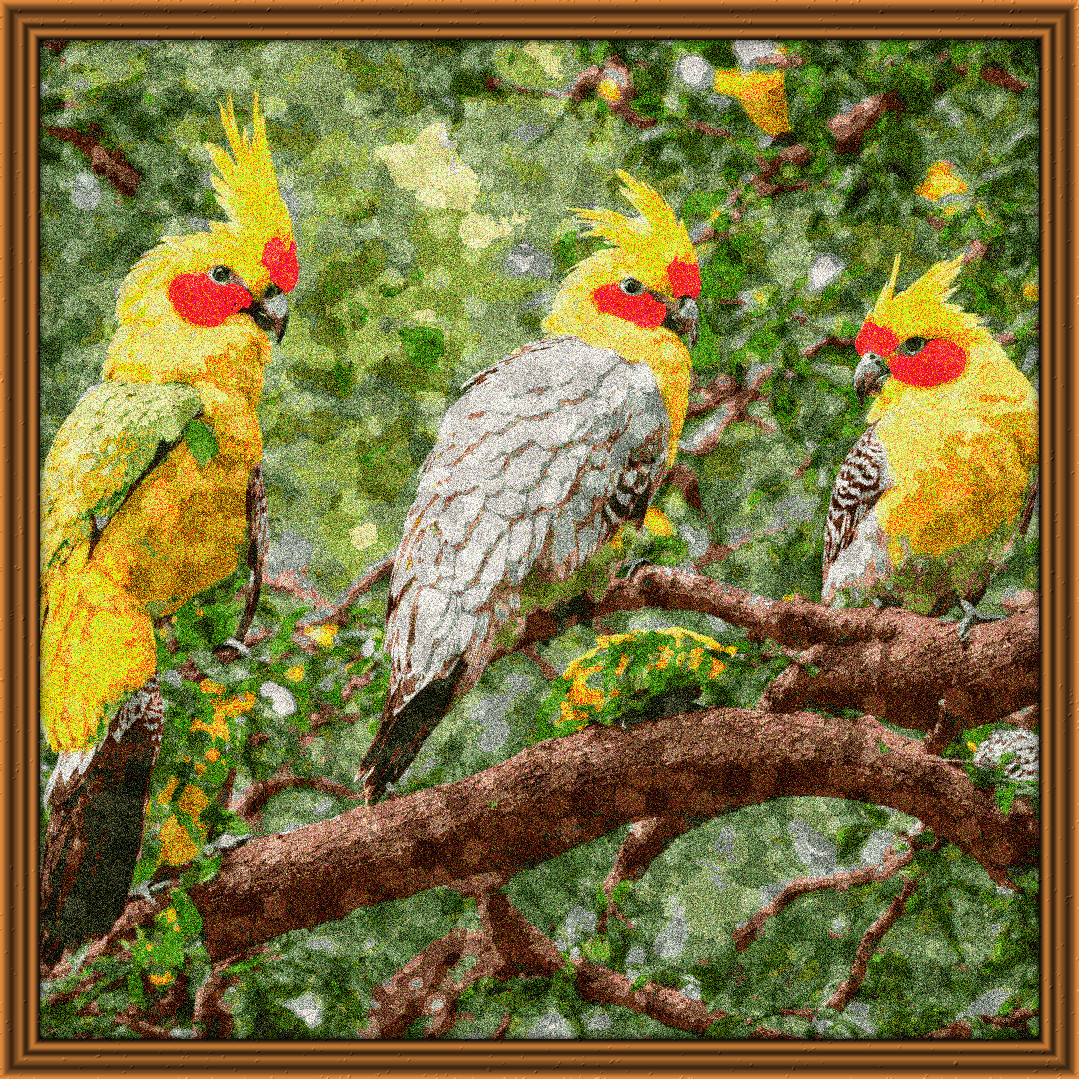 2024-02-25 17-58-50 exotic-birds, having a knitted look, on 20 colour areas, using pattern Knit_New_PaintDots200.jpg..jpg