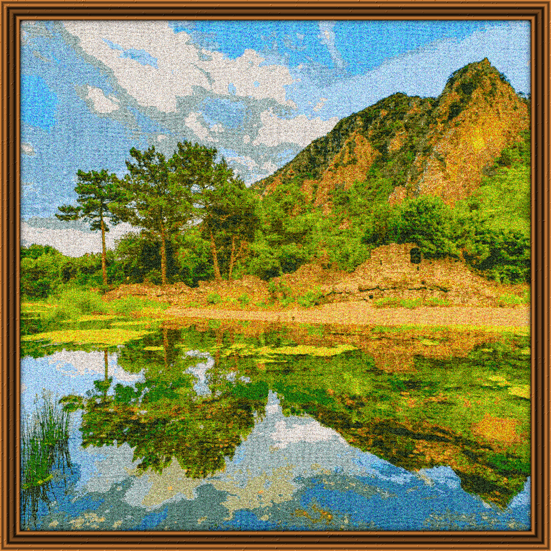 2024-02-25 17-55-17 mountain and Lake, having a knitted look, on 20 colour areas, using pattern Knit_New_Handwoven200.jpg..jpg