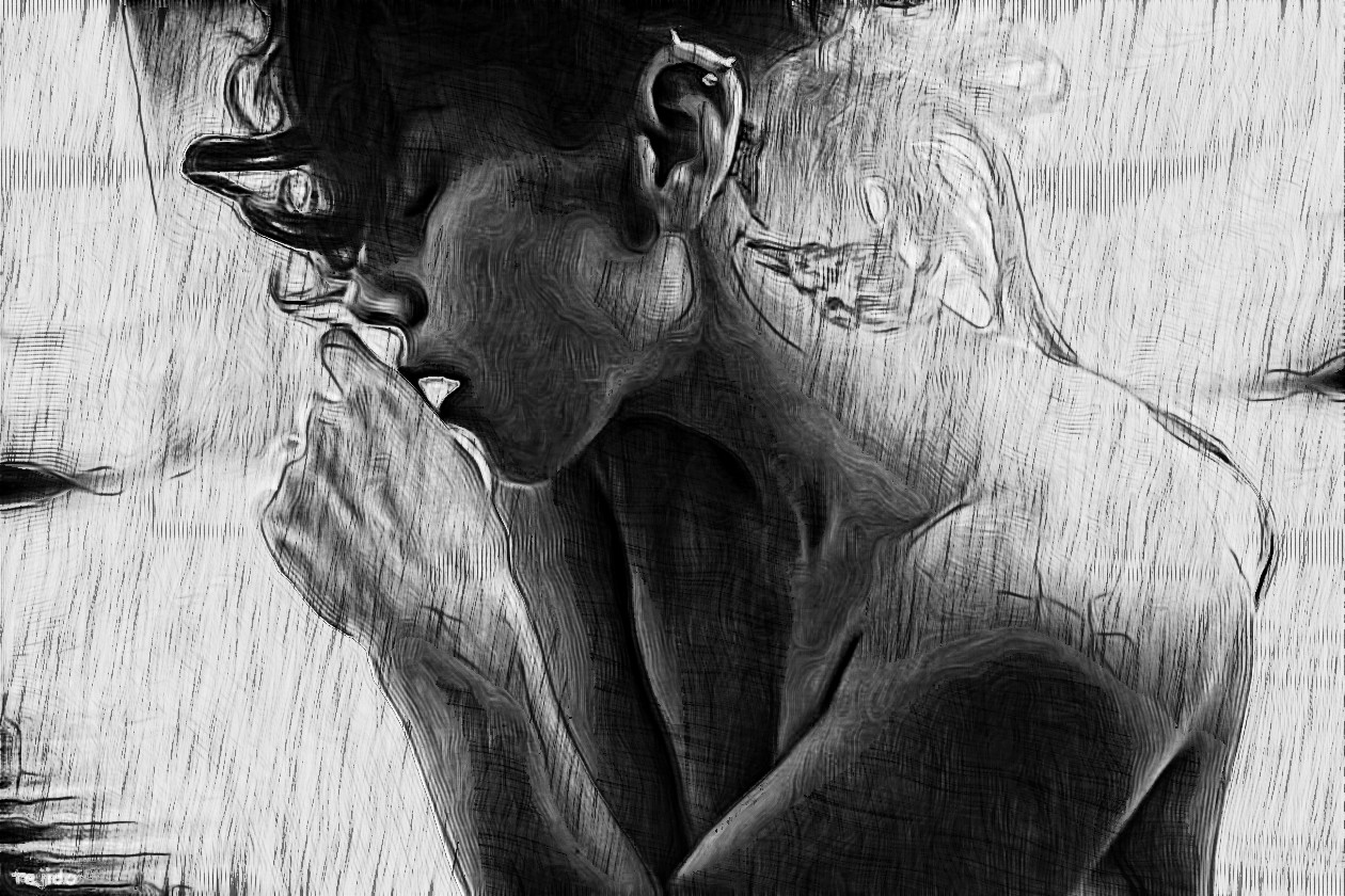 _____by_tejido-d5jbtdw, as a Crazy Hedcut Drawing (intensitry=4.0) (Source on top) (grayscale).jpg