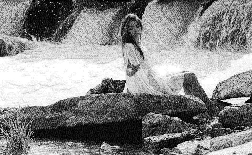 girl-1542764_960_720, stroked mixed and embossed, B&W, 2.jpg