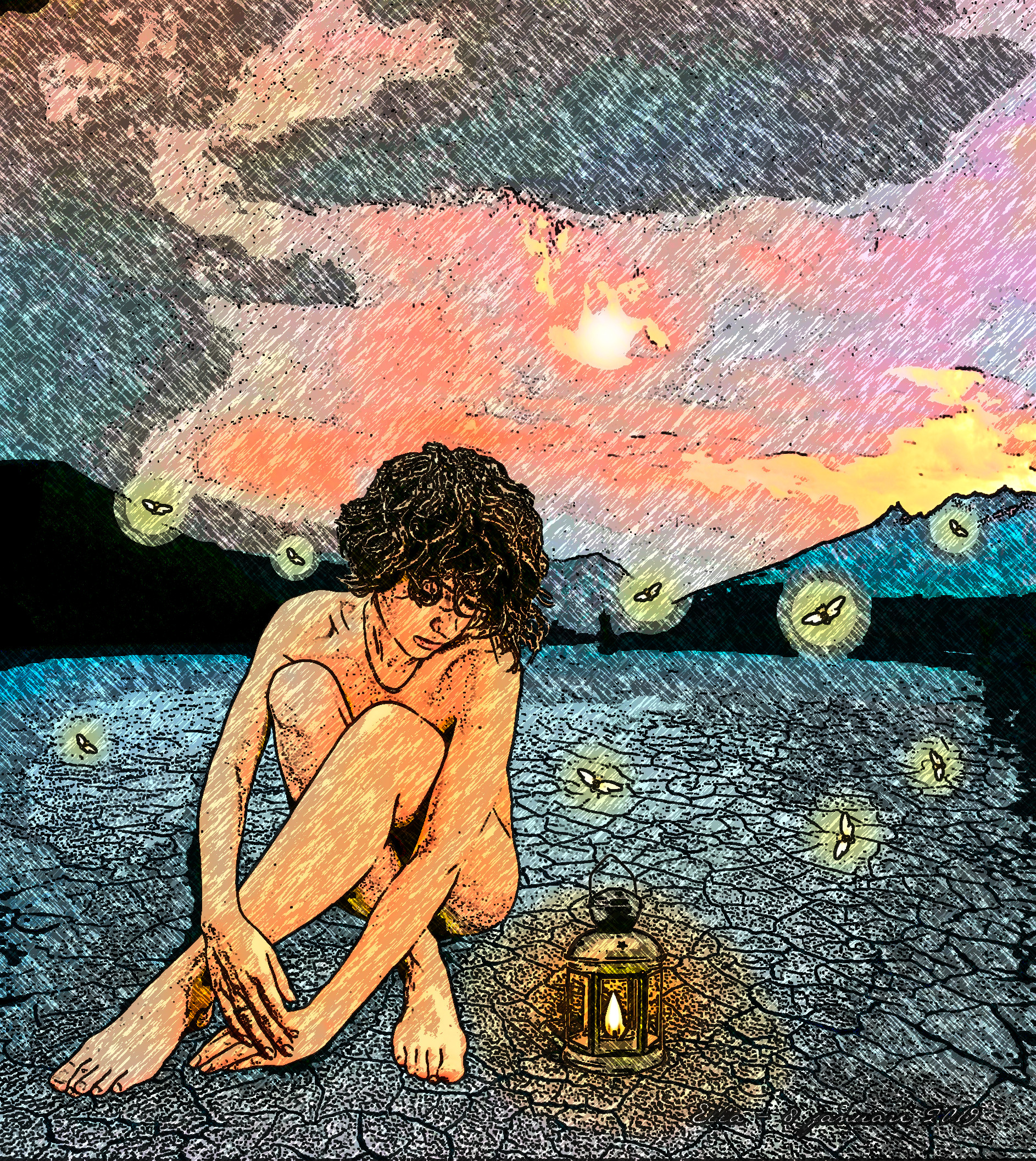 2019-03-16 17-38-37, Lonely(original), applying INKPEN drawing effect, Luminance on source.jpg