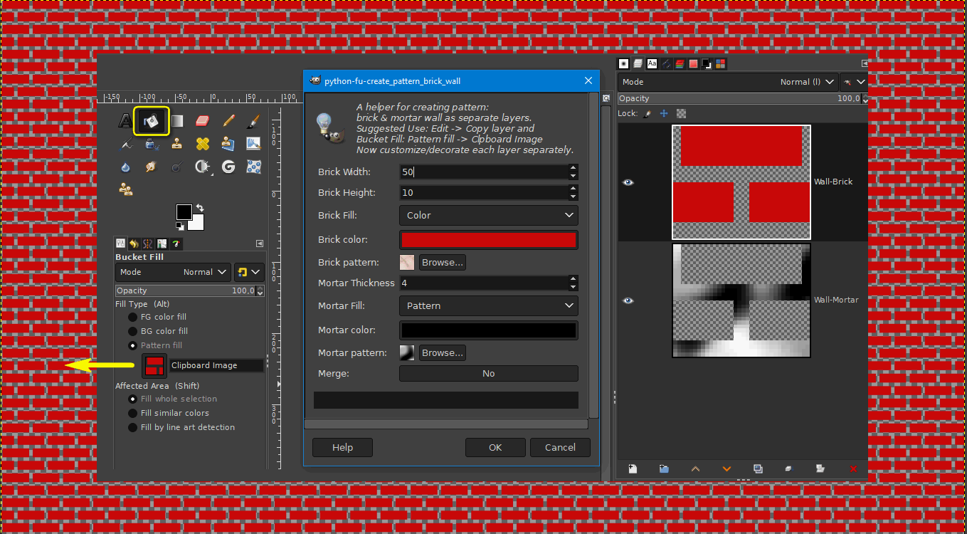 Helper for creating patterns brick • GIMP Chat