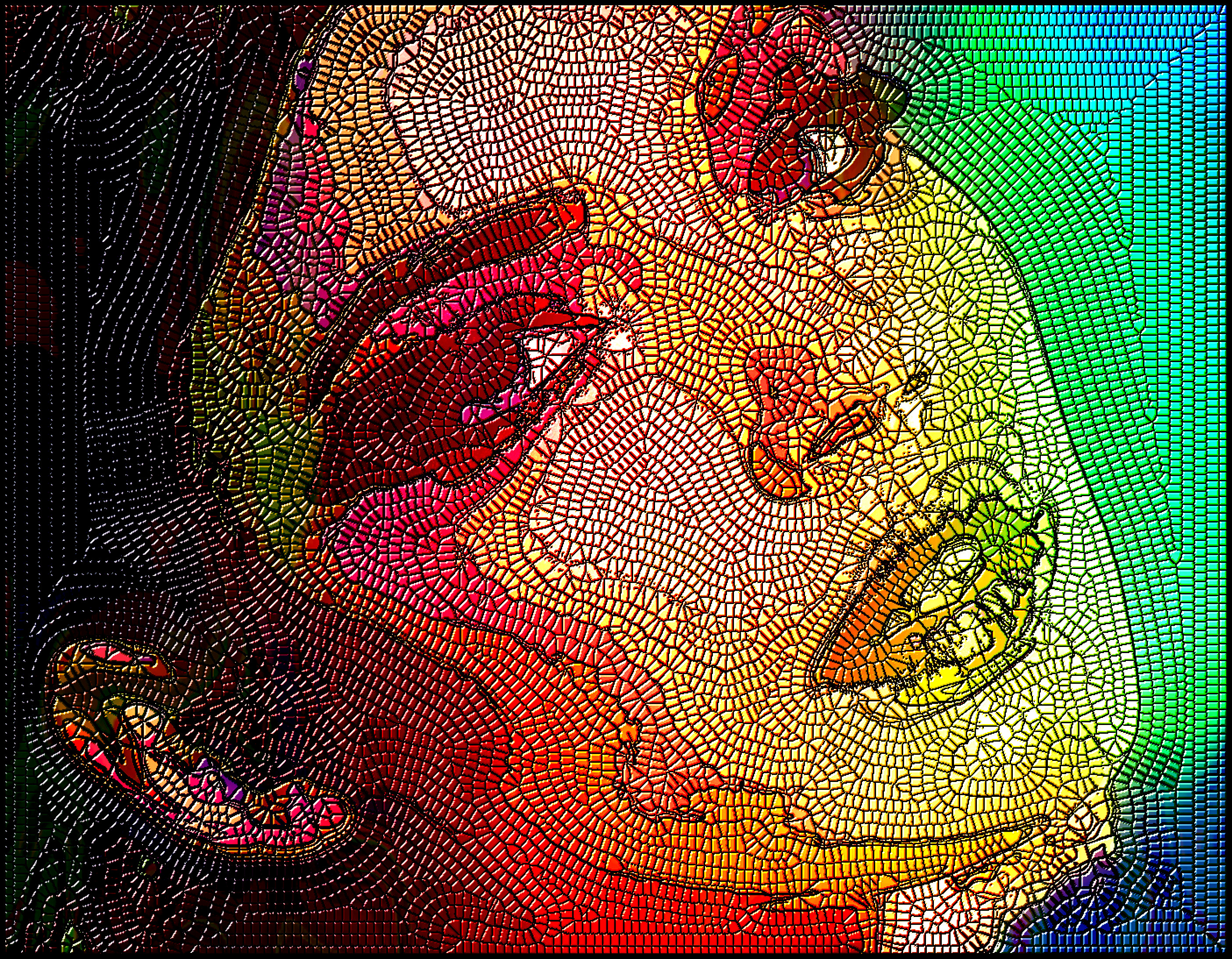 2020-06-11 19-20-14 woman-3096664_1920, as a Roman Mosaic, light=Light Leaks, glass=SG_2DAbstractA.jpg