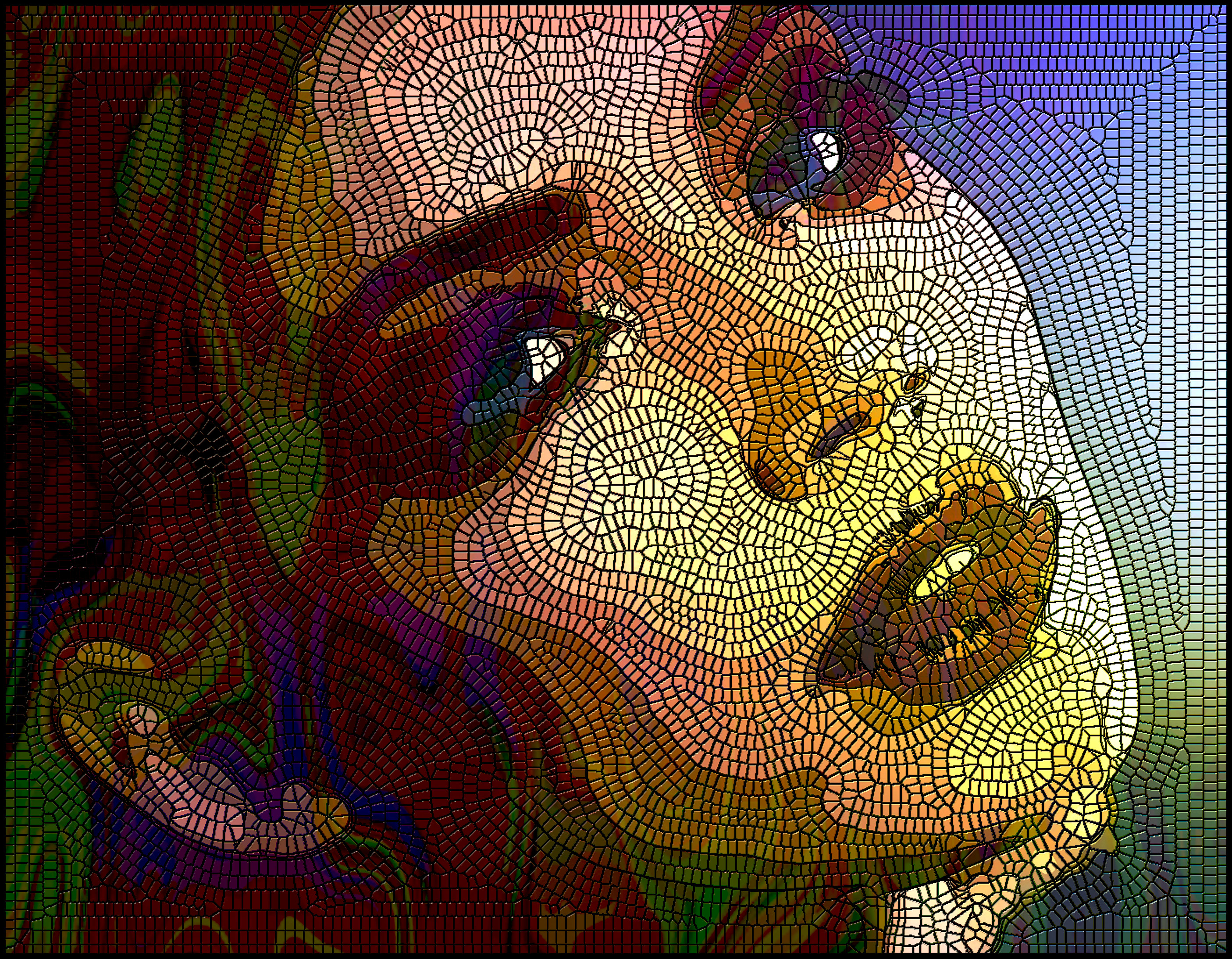 2020-06-12 08-26-40 woman-3096664_1920, as a Roman Mosaic, light=Light Leaks, glass=SG_2DAbstractA.jpg