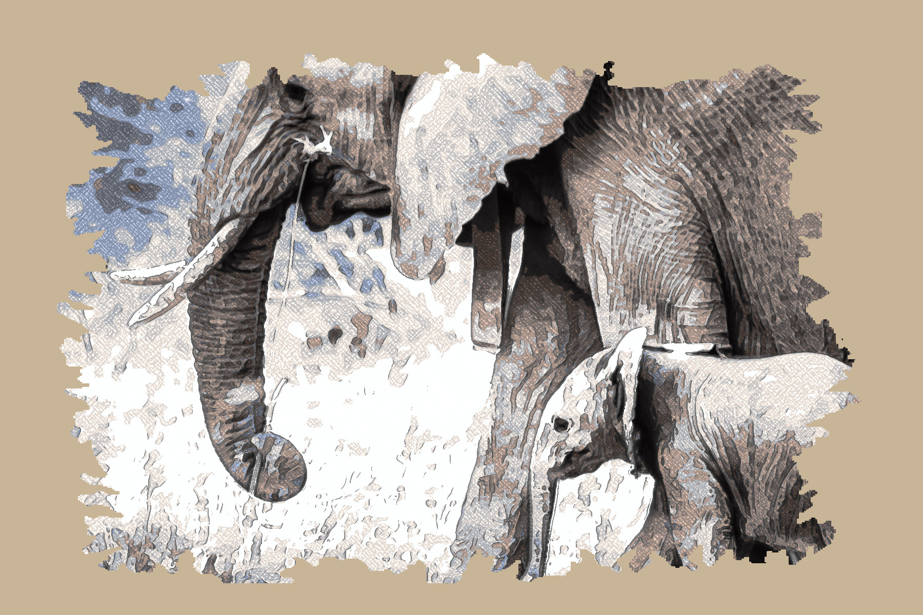 2022-01-11 14-53-01elephants-1081749_1920 as a drawing with texture coloree (BC2X) (lines look regular) (lines look 2 cross) (texture colour used [128,116,102]) (nr of areas 11).jpeg