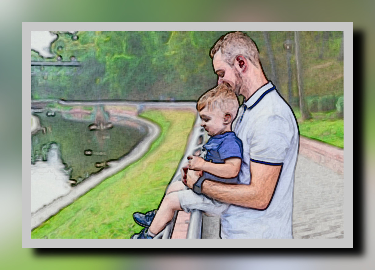 2023-07-02 17-00-01stock-photo-candid-image-father-son-standing with a framed line art v.1.2 effect, styleGradient Normalize (coloured) (increasing black strokes).jpg