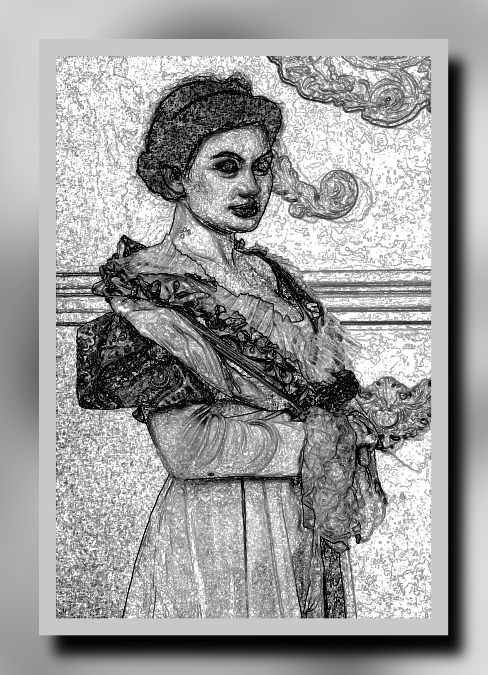 2023-07-03 06-05-04young-woman-3516387_1920 with a framed line art v.1.2 effect, styleAfre Edge (increasing black strokes).jpg
