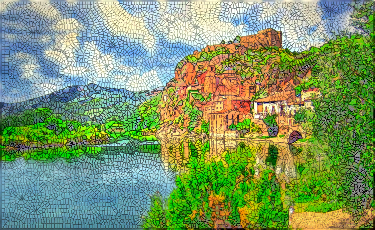 miravet___riu_ebre__poble_i_castell_by_jobove_Opus Vermiculatum Vitreum (MosaicRomanStyle) 2023.jpg
